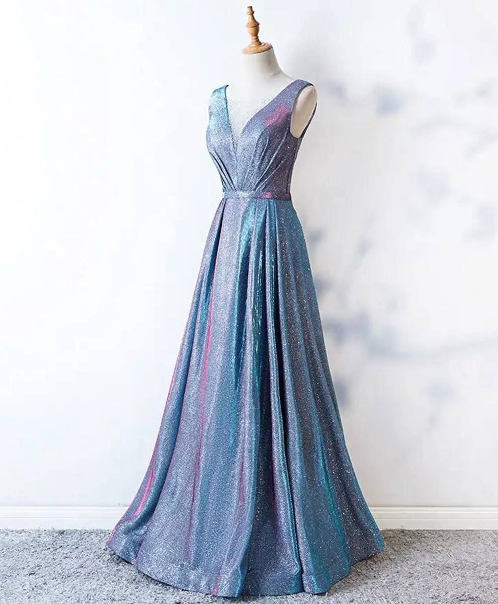 Unique Blue Sequin Long Prom Dress Blue Formal Dress