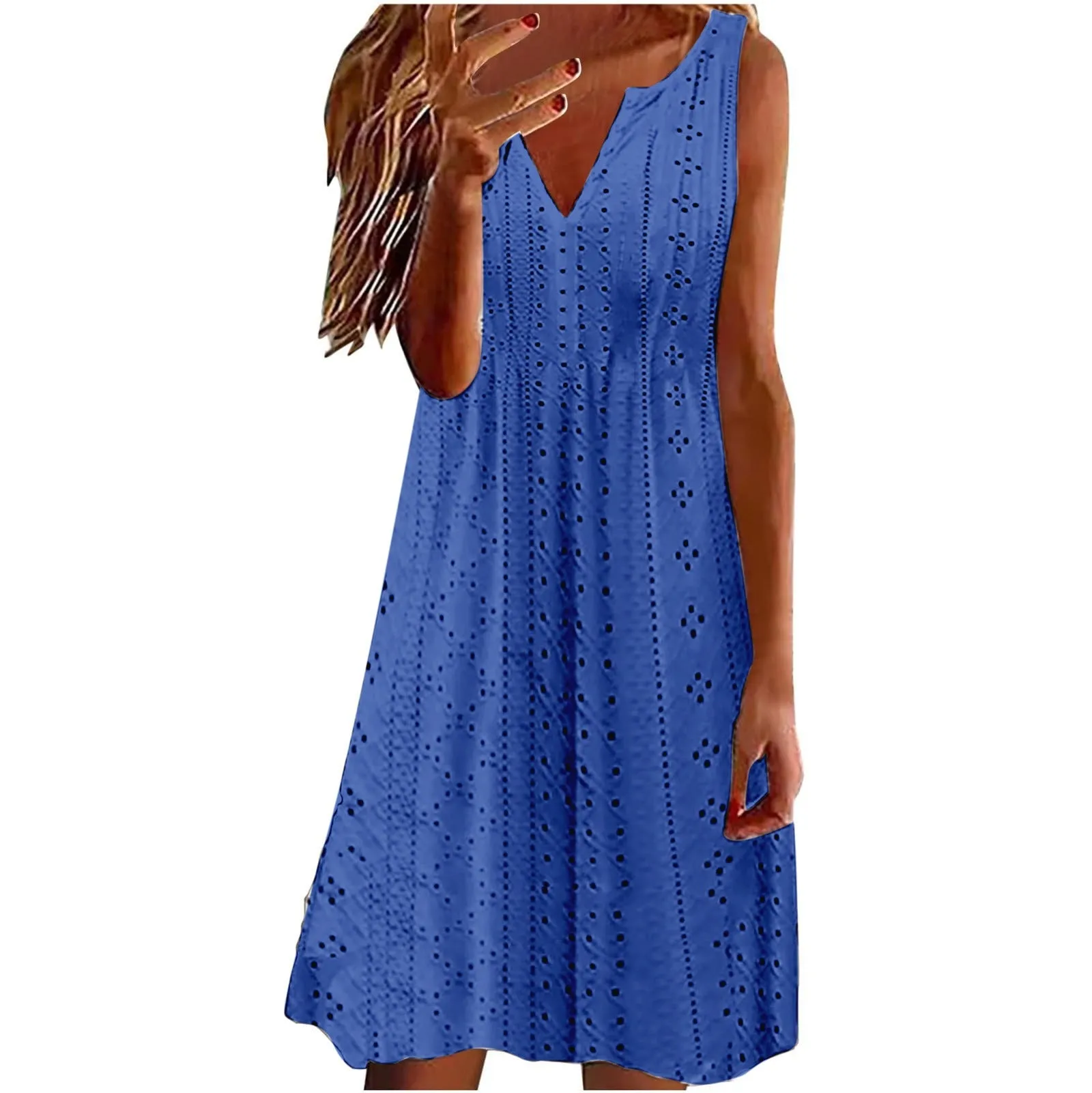 V-neck Sleeveless Loose Solid Color Dress And Hot Summer Nights