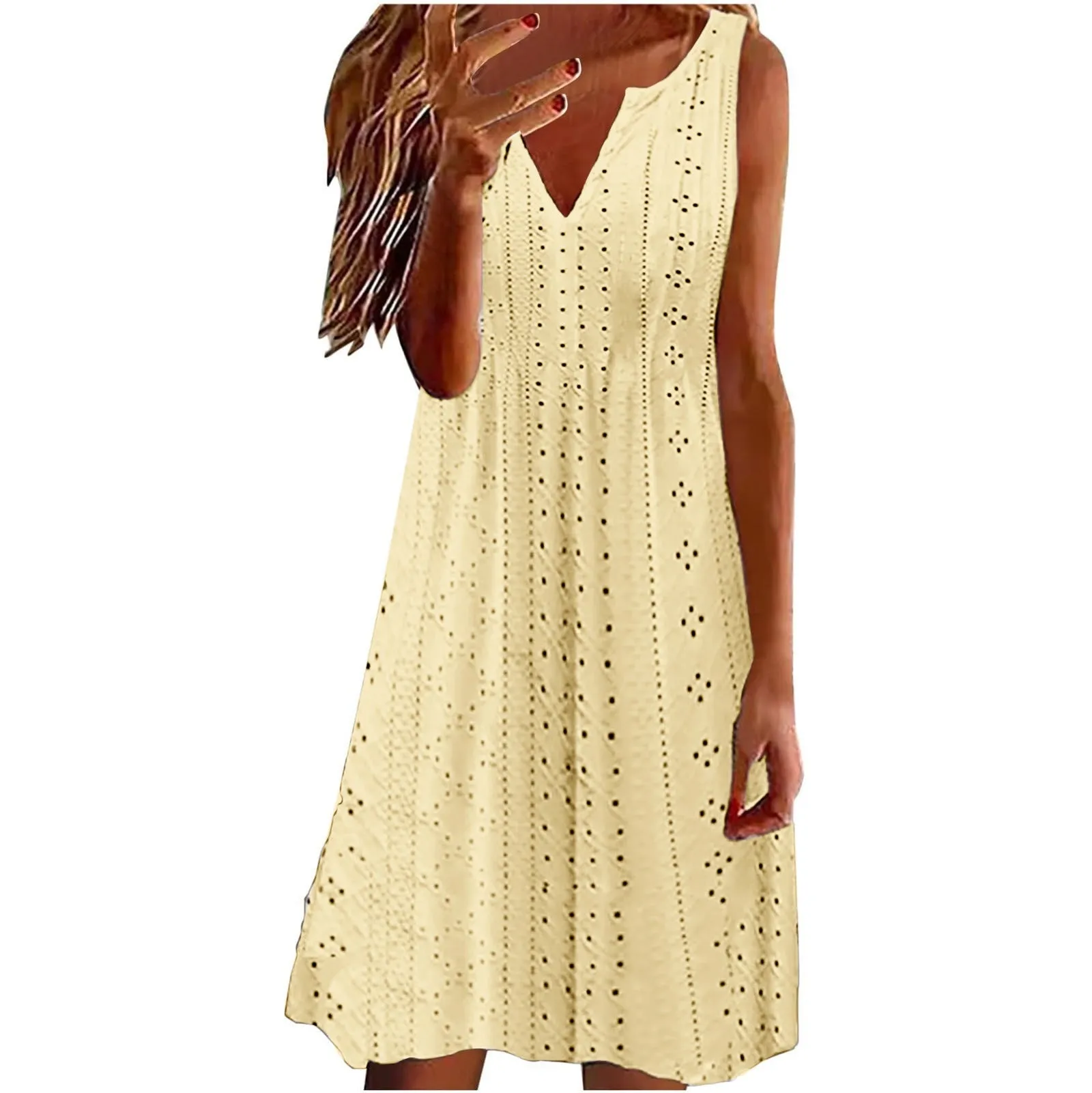 V-neck Sleeveless Loose Solid Color Dress And Hot Summer Nights