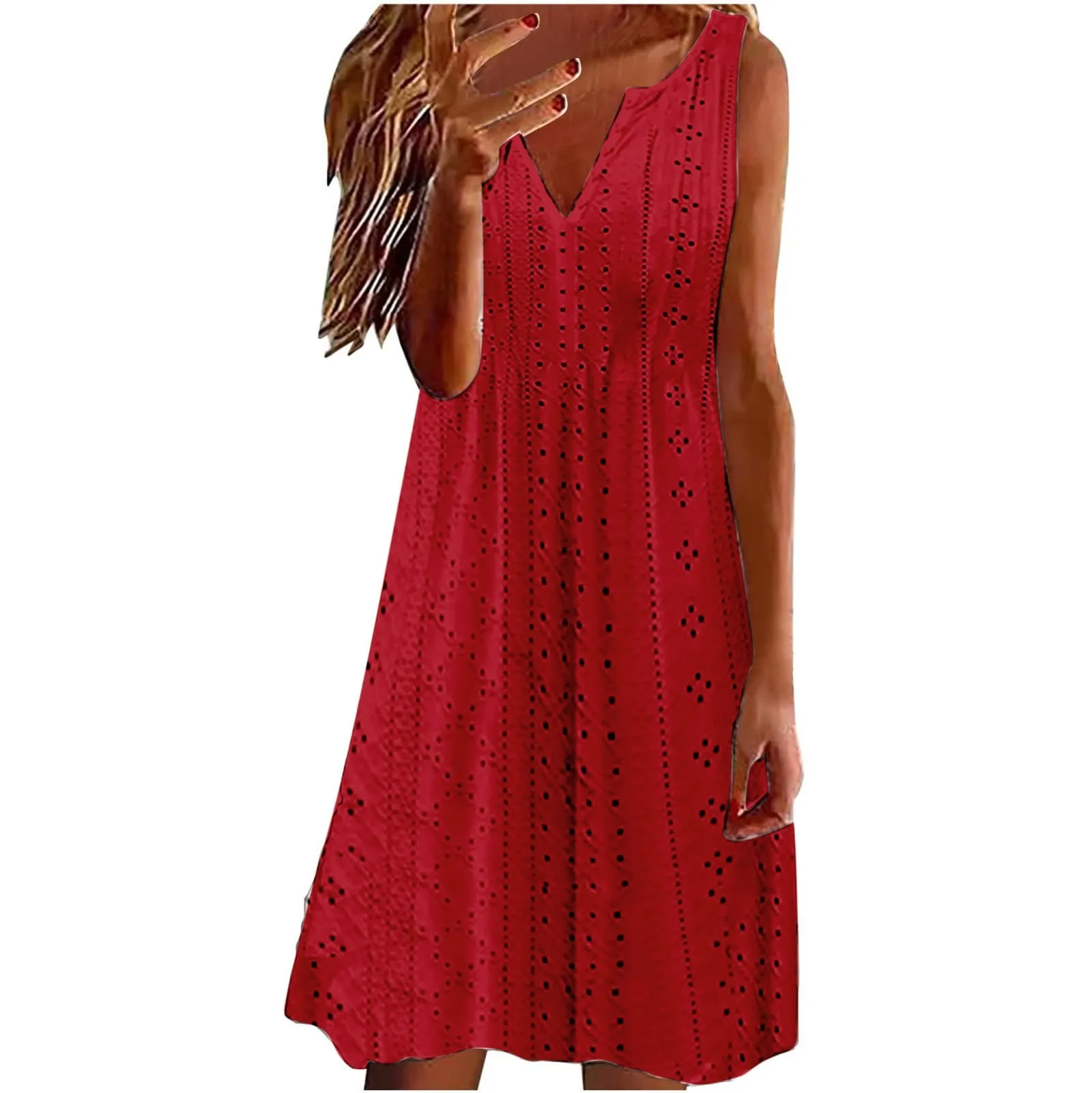 V-neck Sleeveless Loose Solid Color Dress And Hot Summer Nights