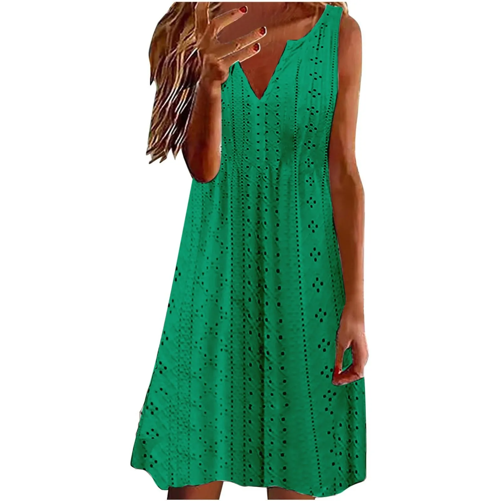 V-neck Sleeveless Loose Solid Color Dress And Hot Summer Nights