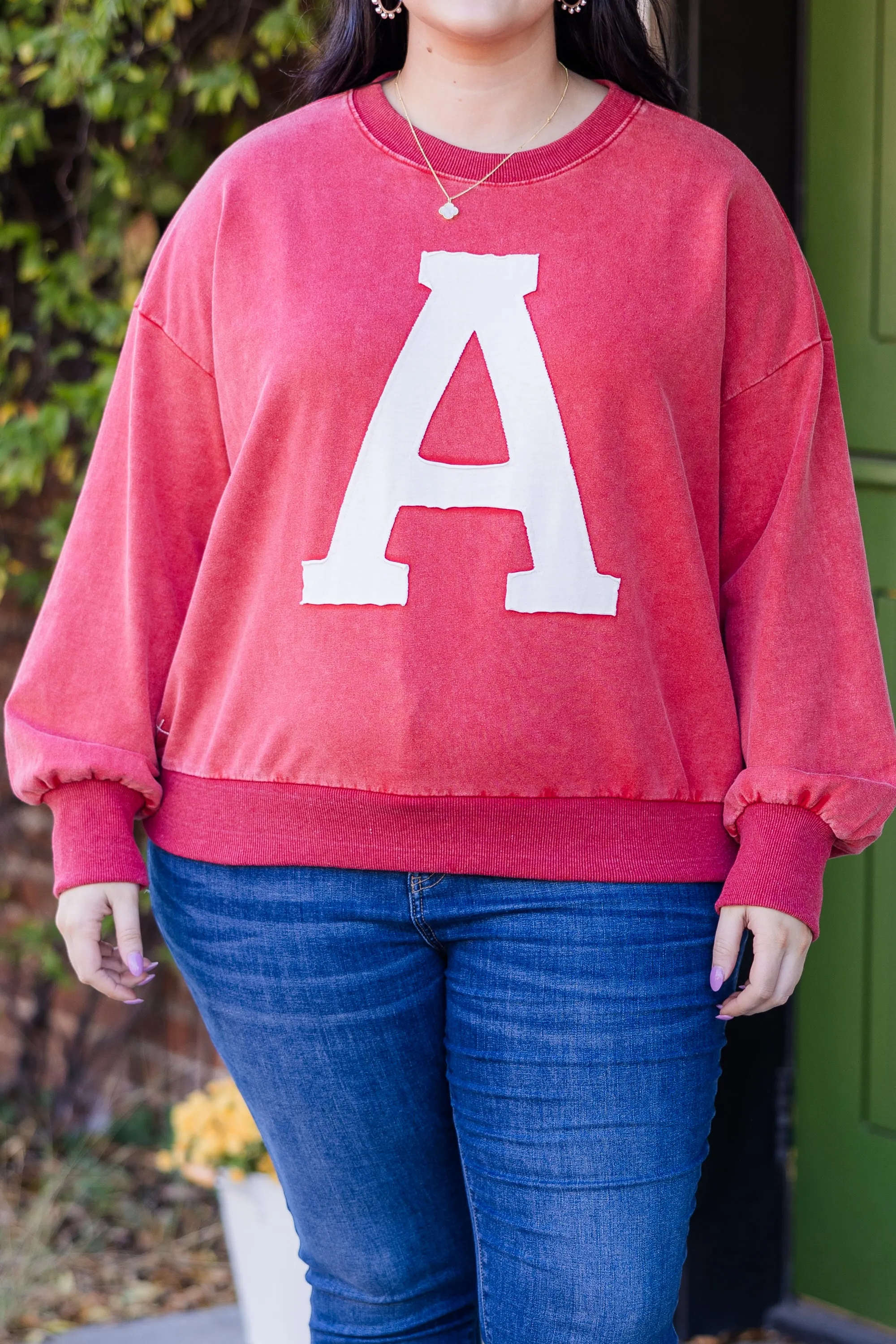 Victory Vibes Sweatshirt, Washed Dark Red
