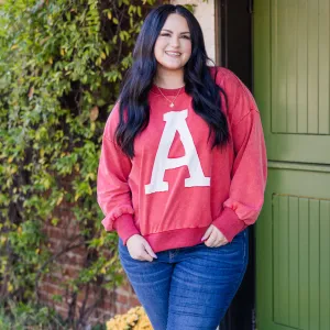 Victory Vibes Sweatshirt, Washed Dark Red