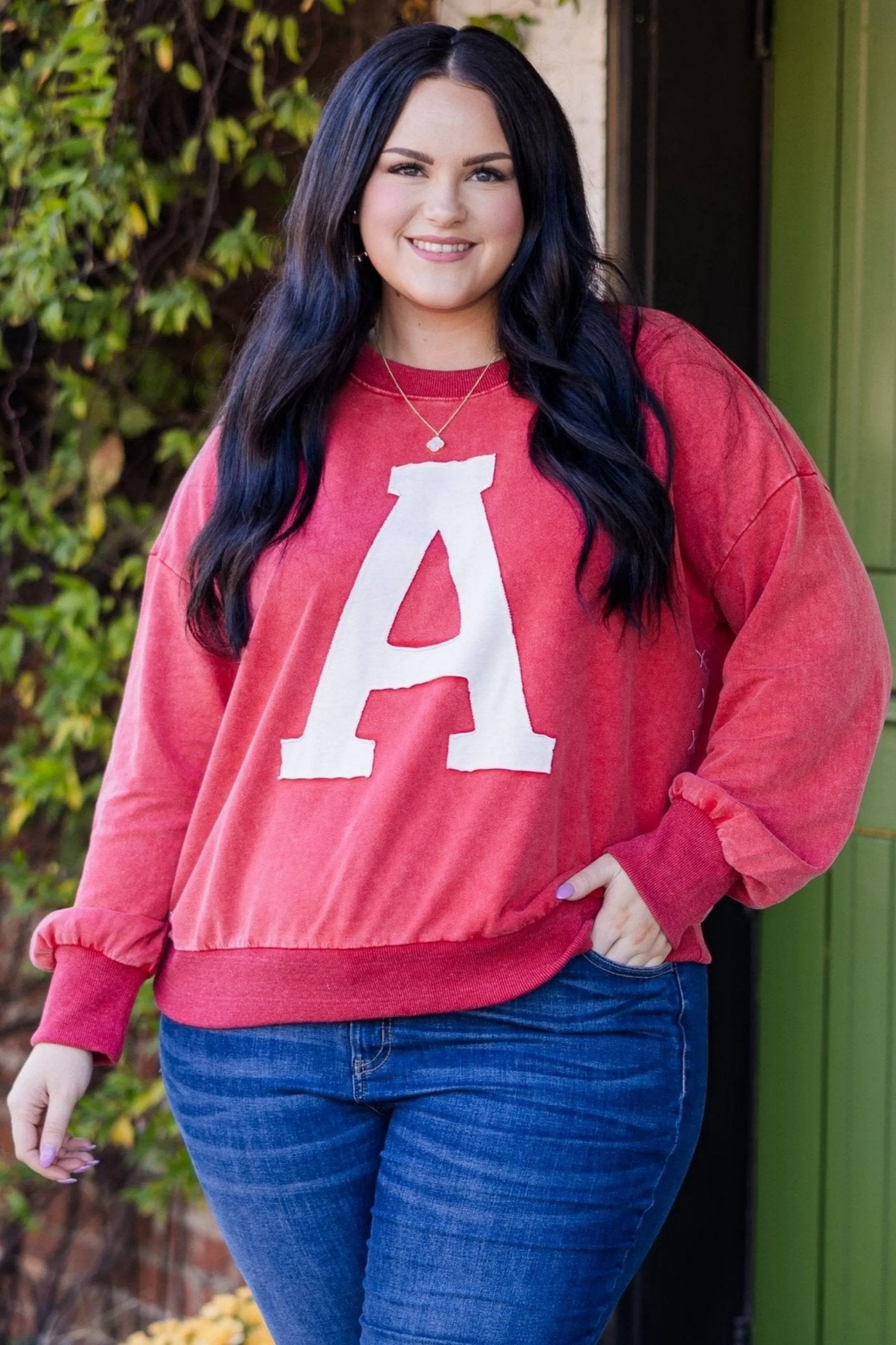 Victory Vibes Sweatshirt, Washed Dark Red