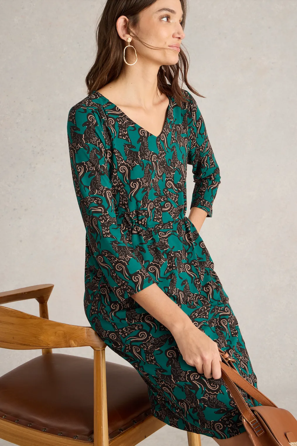 White Stuff Tallie Jersey Dress in Black Mlt