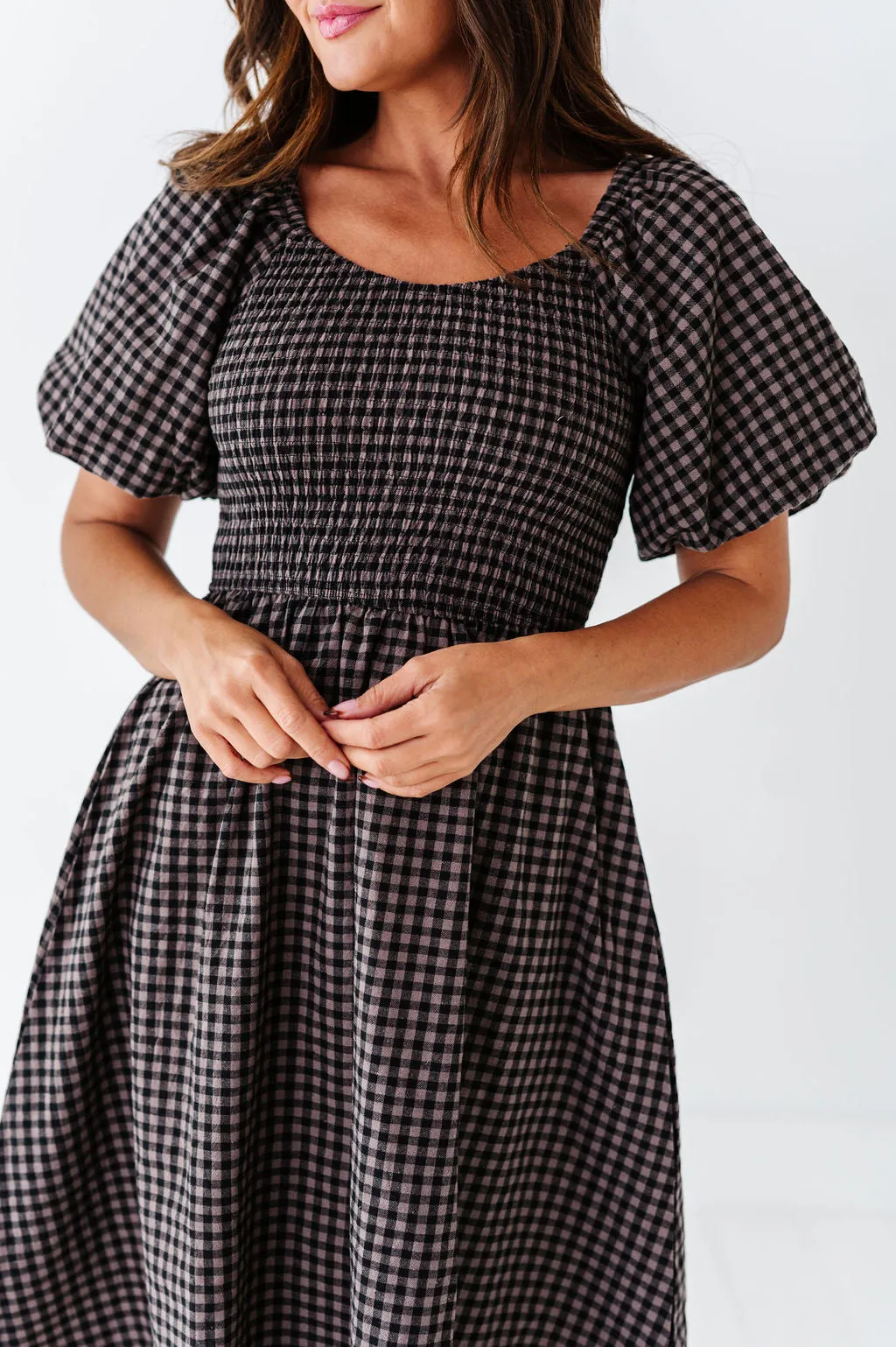Xana Gingham Dress in Black