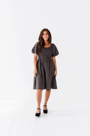 Xana Gingham Dress in Black