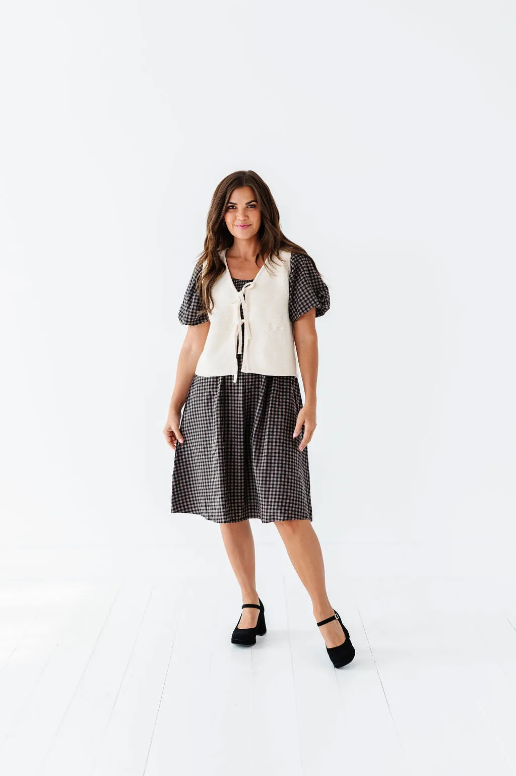 Xana Gingham Dress in Black