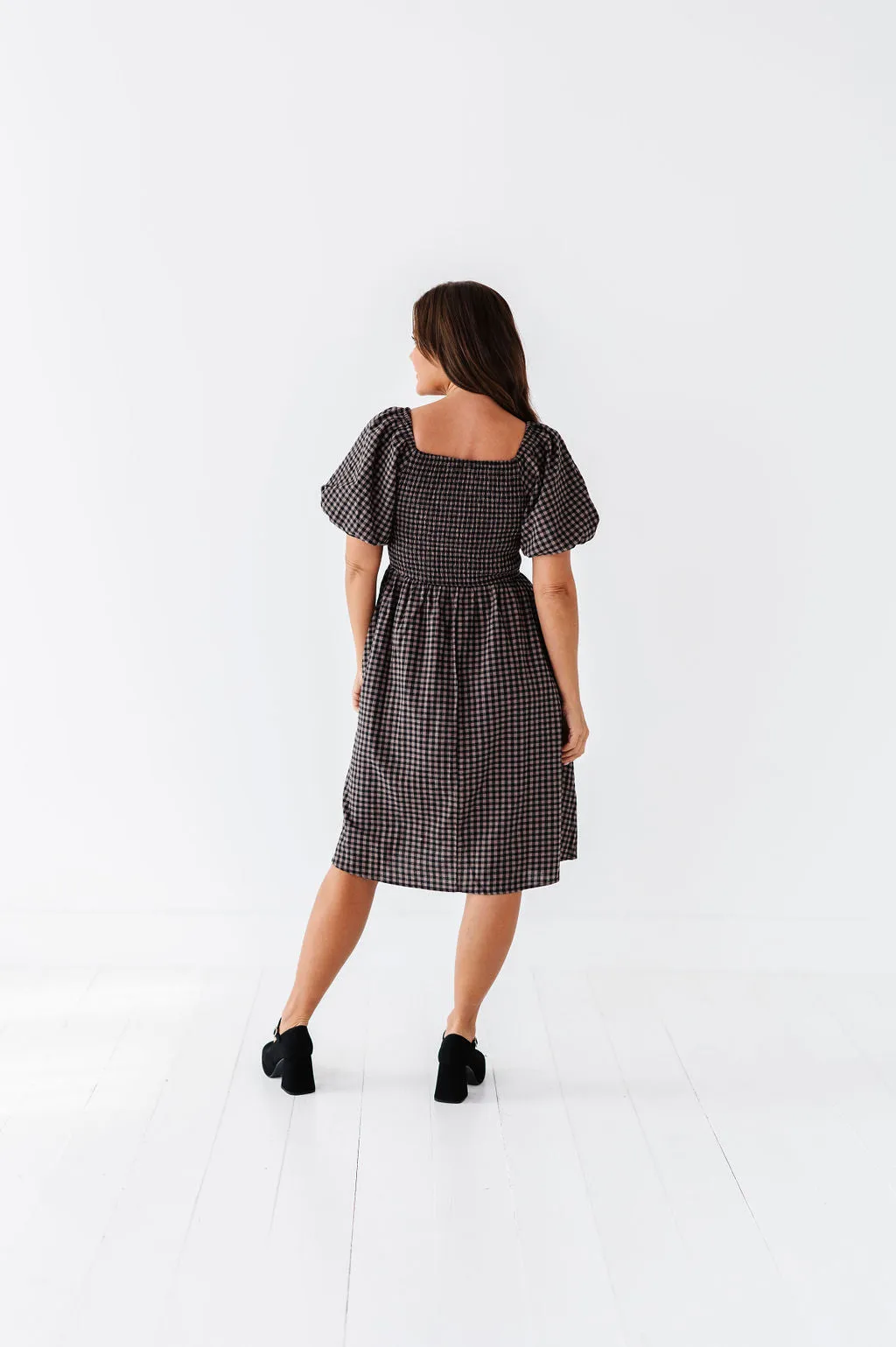Xana Gingham Dress in Black