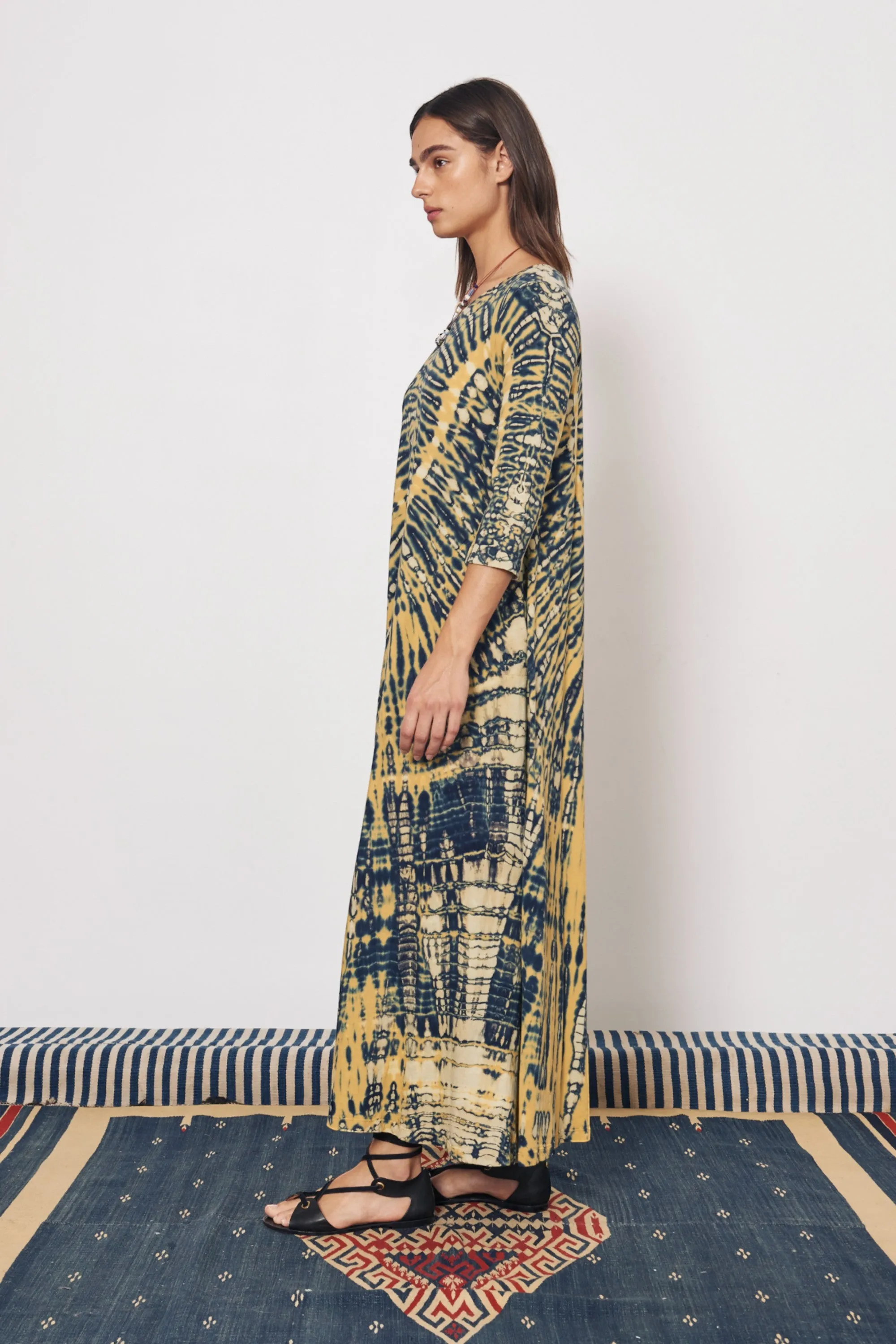 Yellow and Navy Drama Maxi Dress