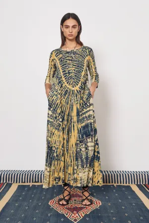 Yellow and Navy Drama Maxi Dress