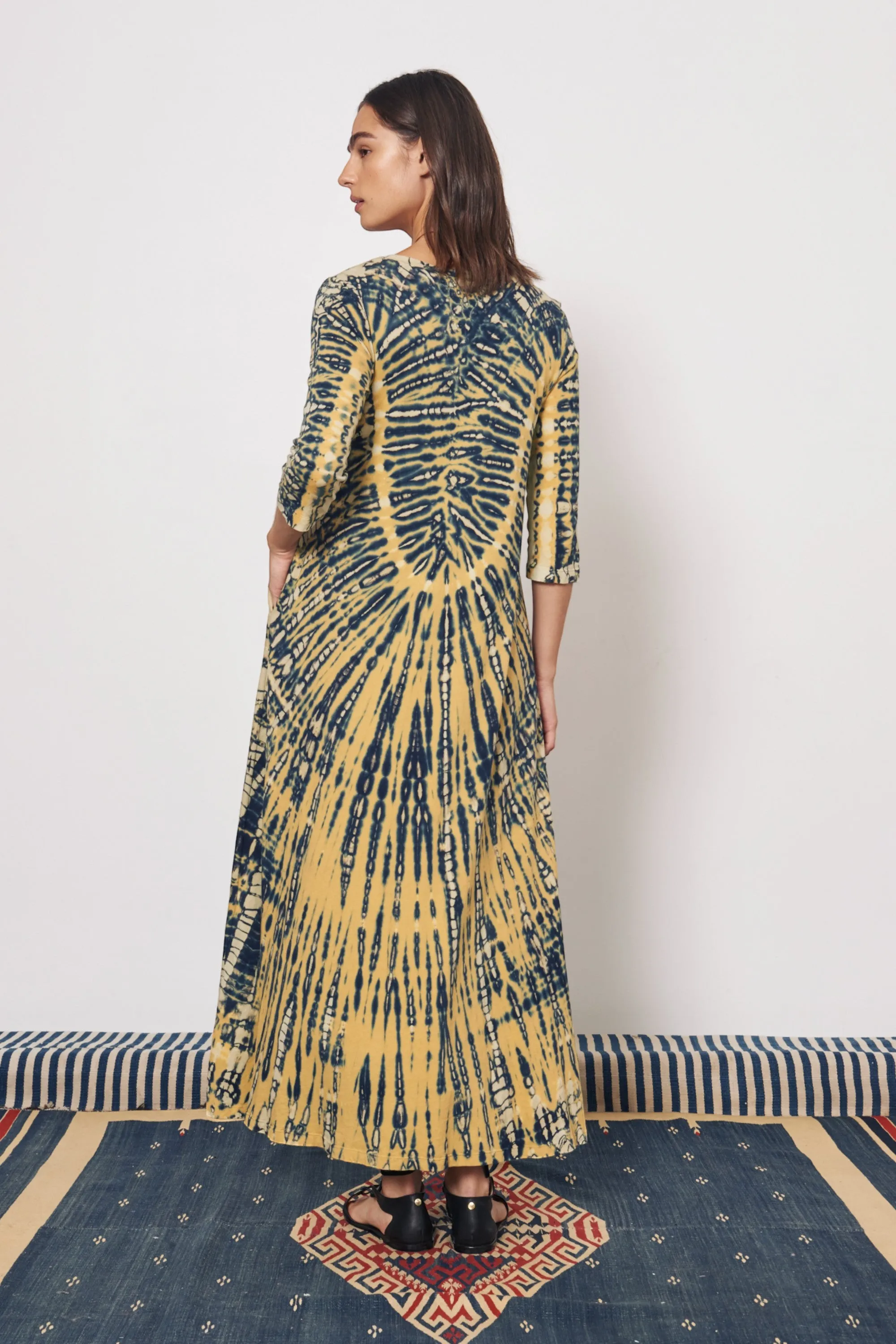Yellow and Navy Drama Maxi Dress